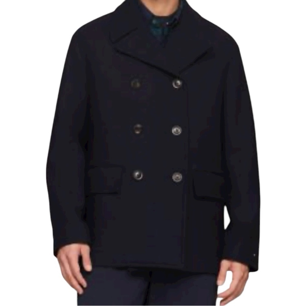 Tommy Hilfiger Wool Blend Pea Coat 2XL Blue